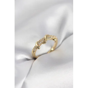 Gold Renk Zirkon Taşlı Sarmal Yılan Model Kadın Yüzük