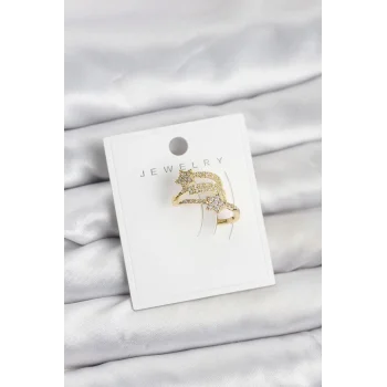 Gold Renk Zirkon Taşlı Yıldız Model Kıkırdak Earcuff Küpe