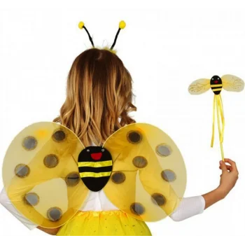 Gösteri Arı Kanadı Kostüm Seti – Çocuklar İçin Kanat, Taç ve Asa Aksesuarı