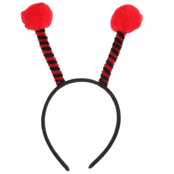 Gösteriler İçin Kırmızı Ponponlu Mega Uğur Böceği Taç 25x11 cm (5047)