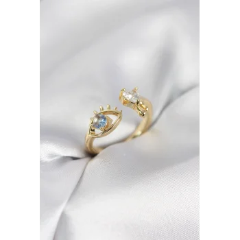 Gözyaşı Model Gold Renk Zirkon Taşlı Kadın Yüzük
