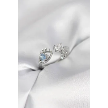 Gözyaşı Model Gümüş Renk Zirkon Taşlı Kadın Yüzük