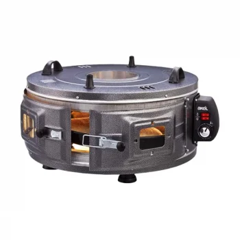 GROSS YUVARLAK DAVUL FIRIN STANDART AYARLANABİLİR TERMOSTAT = 50°C-320°C 1300W - 53CM ALÜMİNYUM TEPSİ ÖN - ÜST GÖZETLEME CAMI (5047)