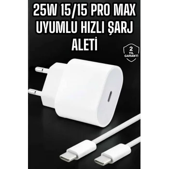 Güç Adaptörü ve Kablosu Şarj Aleti 15/15 Pro Max Uyumlu Hızlı Şarj