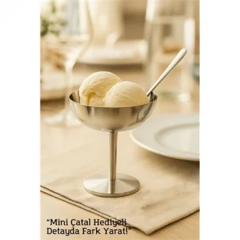 Gümüş Inox Çelik Ayaklı Dondurma ve Sunum Kasesi – Tatlı, Lokum ve Sunum Kabı