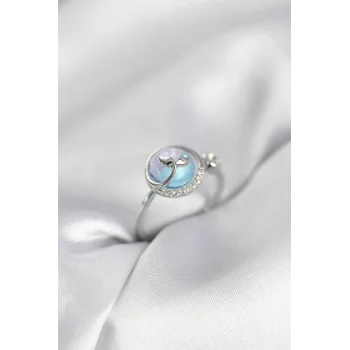 Gümüş Renk Balık Kuyruğu Okyanus Model Kadın Yüzük