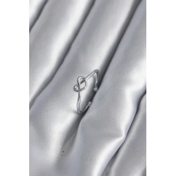 Gümüş Renk Düğüm Kalp Model Kadın Yüzük