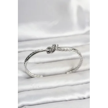Gümüş Renk Düğüm Model Pirinç Kadın Bileklik