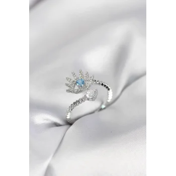 Gümüş Renk Göz Model Zirkon Taşlı Kadın Yüzük