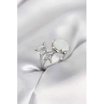 Gümüş Renk Kutup Yıldızı Model Kadın Yüzük