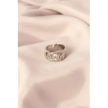 Gümüş Renk Metal Taşlı Model Ayarlanabilir Kadın Yüzük