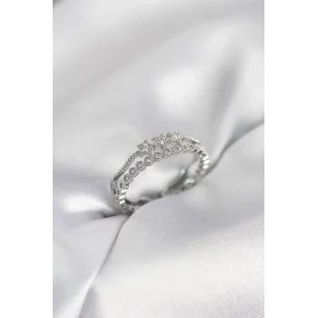 Gümüş Renk Minimal Yıldızlı Model Kadın Yüzük