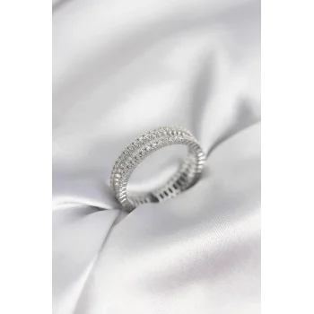 Gümüş Renk Minimal Zirkon Taşlı Kadın Yüzük