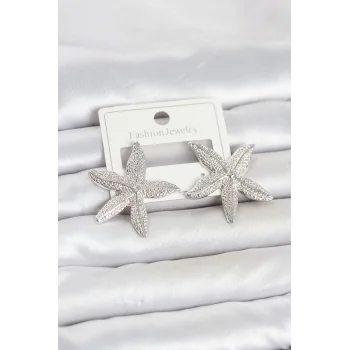 Gümüş Renk Pirinç Deniz Yıldızı Model Kadın Küpe