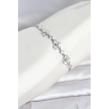 Gümüş Renk Pirinç Kelebek Model Asansörlü Model Kadın Bileklik