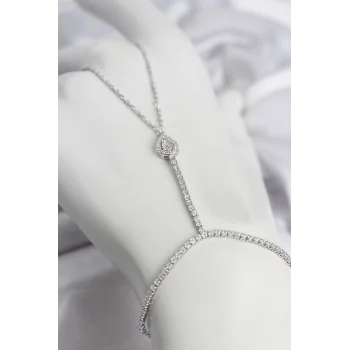 Gümüş Renk Pirinç Zirkon Taşlı Damla Model Şahmeran