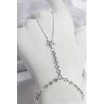 Gümüş Renk Pirinç Zirkon Taşlı Deniz Yıldızı Model Şahmeran