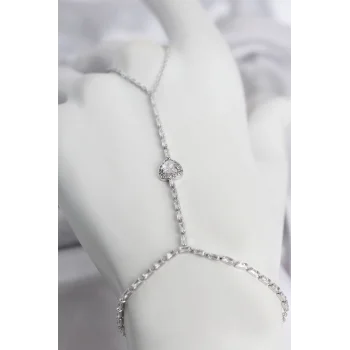 Gümüş Renk Pirinç Zirkon Taşlı Kalp Model Şahmeran
