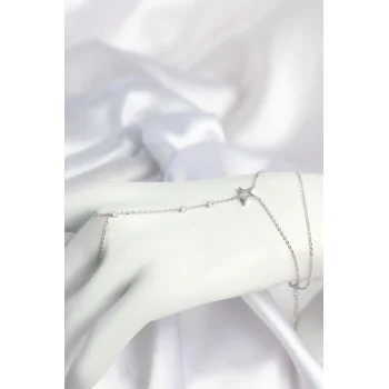 Gümüş Renk Yıldız Model Pirinç Kadın Şahmeran