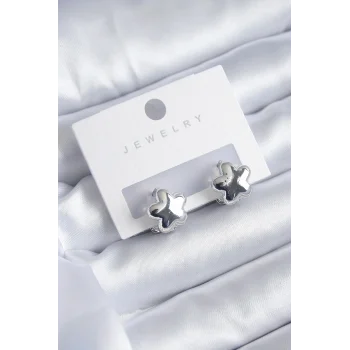 Gümüş Renk Yıldız Model Yıldız Model Pirinç Kadın Küpe