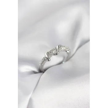 Gümüş Renk Zirkon Taşlı Sarmal Yılan Model Kadın Yüzük