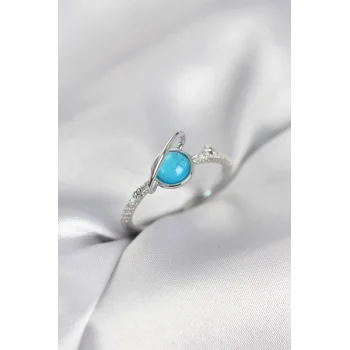 Gümüş Renk Zirkon Taşlı Satürn Model Kadın Yüzük