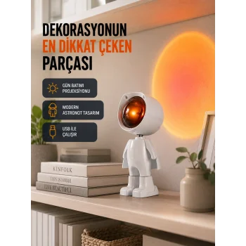 Gün Batımı Efekti Sunan Astronot LED Masa Lambası Yeni Nesil