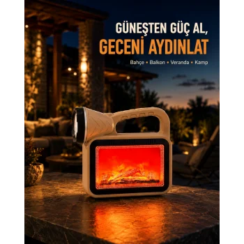 Güneş Enerjili Alev Efektli Lamba COB Led Su Geçirmez Çok Fonksiyonlu