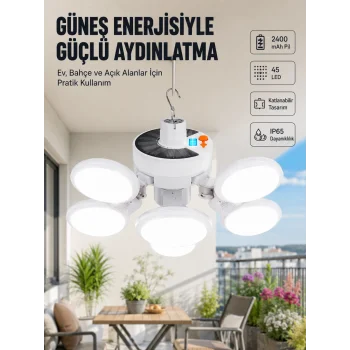Güneş Enerjili Katlanabilir 5 Kanatlı Solar Bahçe Lambası