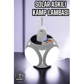 Güneş Enerjili Solar Aydınlatma Kamp Çadır Lambası Şarjlı Ampül Led Şarjlı El Feneri Işıldak