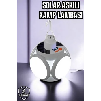 Güneş Enerjili Solar Aydınlatma Kamp Çadır Lambası Şarjlı Ampül Led Şarjlı El Feneri Işıldak