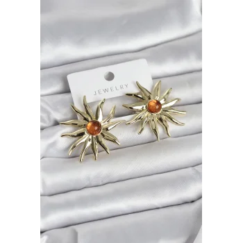 Güneş Model Gold Renk Pirinç Kadın Küpe