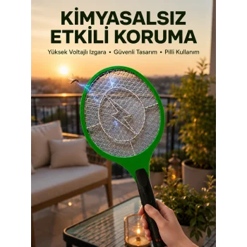 Hafif ve Ergonomik Elektronik Böcek Öldürücü – Güvenlik Koruması ile Pil Kontrollü
