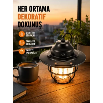 Hafif ve Taşınabilir Retro Tasarım Kamp Lambası