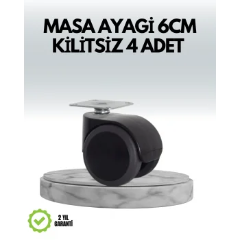 Halı ve Beton Uyumlu Kilitsiz Mobilya Tekerleği 4’lü