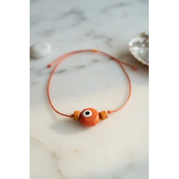 Handmade Bohem Turuncu Nazar Kolye