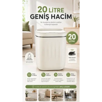 Hareket Sensörlü Büyük 20l Çöp Kovası Uv Işıklı