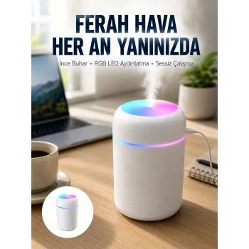 Hava Nemlendirici Buhar Makinesi Led Işıklı USB Dekoratif Nemlendirici Yeni Nesil