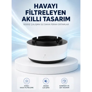 Hava Temizleyici Küllük ,Duman Filtreli, Sessiz Çalışan, Şık Tasarım