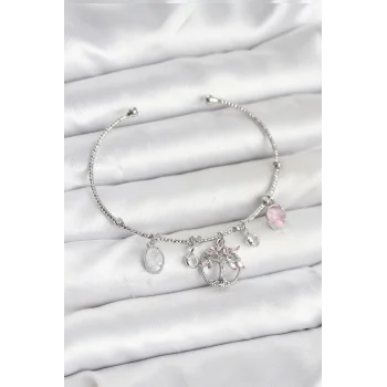 Hayat Ağacı Charmlı Gümüş Renk Pirinç Kadın Bileklik