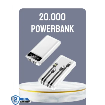 Hızlı Şarj Destekli 20.000mAh Powerbank USB Type-C Lightning LCD