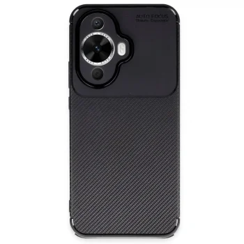 Huawei Nova 12s Kılıf Auto Focus Karbon Kapak - Siyah