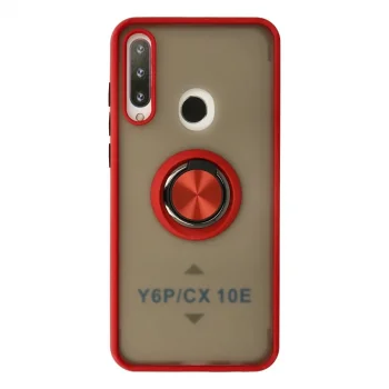 Huawei Y6p Kılıf Montreal Yüzüklü Silikon Kapak - Kırmızı