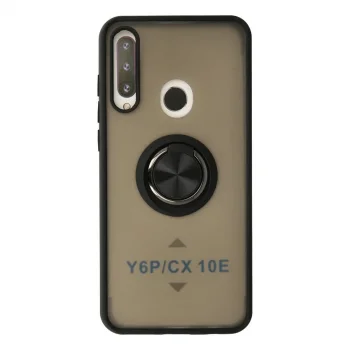 Huawei Y6p Kılıf Montreal Yüzüklü Silikon Kapak - Siyah
