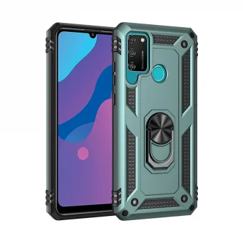 Huawei Y6p Kılıf Sofya Yüzüklü Silikon Kapak - Yeşil