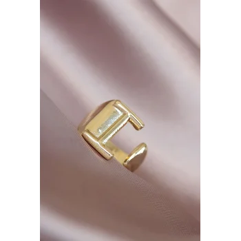 I Harfli Altın Renk Ayarlamalı Metal Kadın Yüzük