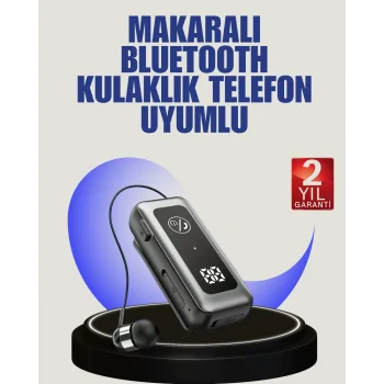 İçi Sarılabilen Kablo ve Yaka Klipsli Bluetooth Kulaklık