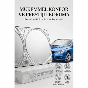Katlanabilir Oto Güneşliği 150x70cm Ön Cam Tam Koruma Metalize Pratik Güneşlik 422255