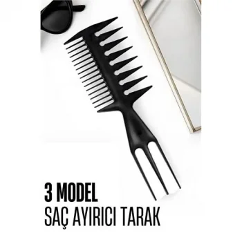 3 Modelli Geniş Dişli Saç Şekillendirme Tarağı - Saç Ayırıcı Tarak Stil Ve Wax Tarağı 716458