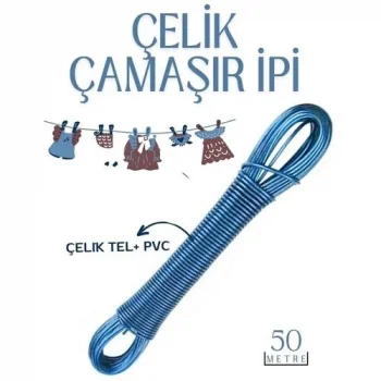 50 mt Çelik Çamaşır İpi Pvc Kaplı Dayanıklı Çamaşır İpi  Balkon Çamaşır İpi 718621